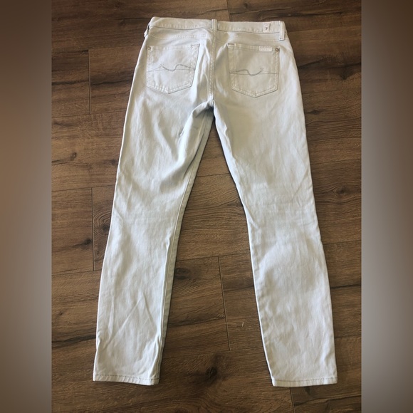 FOR ALL 7 MANKIND CROPPED SKINNY JEANS IN VERY LIGHT BLUE GRAY COLOUR SIZE 26 - Picture 8 of 8